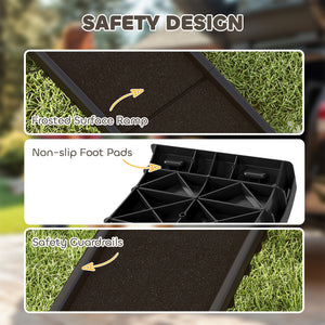 61 Inches Folding Pet Ramp with Frosted Surface, Raised Side Rails, for Cars, SUVs