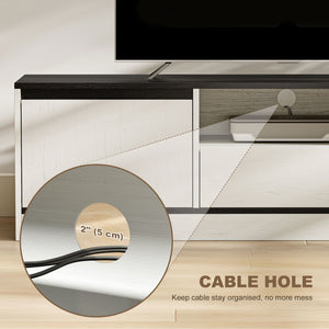 TV Stand for 55-60 Inch TV,  Entertainment Center w/ Cabinets, Shelf, Drawer and Cable Management for Living Room, White