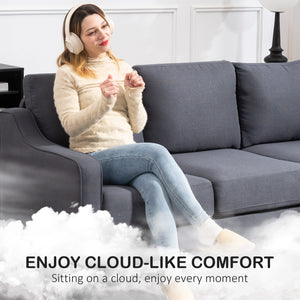 3 Seater Sofa, Modern Couch with Pocket Spring, Linen Upholstered, Thick Padded, Beige – view 10
