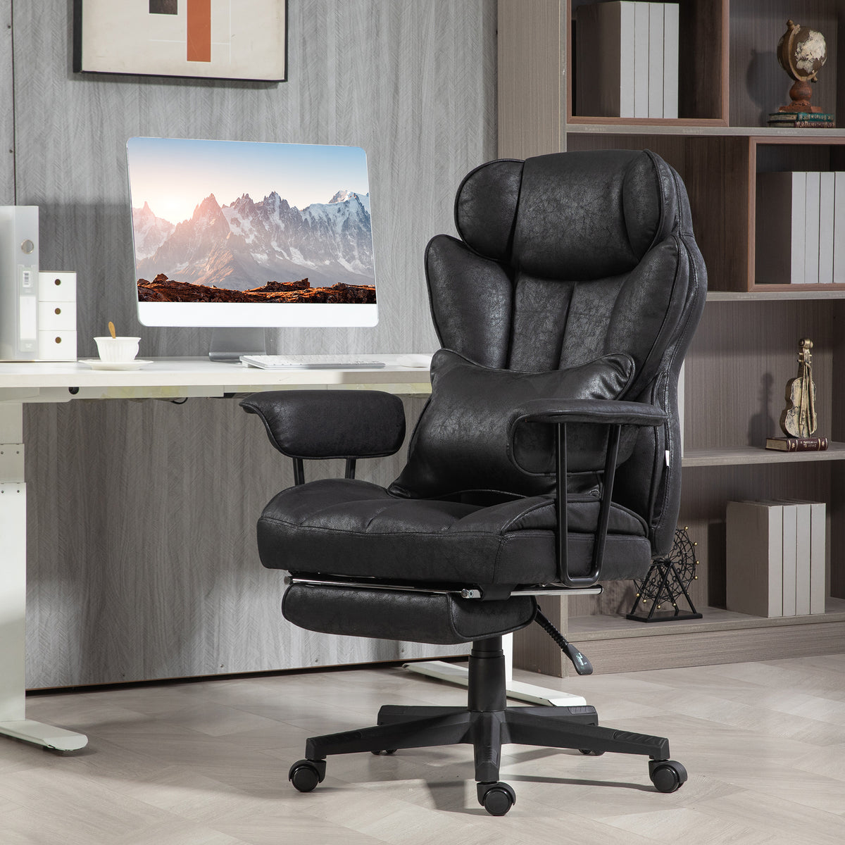 Big and Tall Office Chair with Foot Rest, 400LBS High Back Desk Chair with Padded Armrests, Lumbar Support – view 7