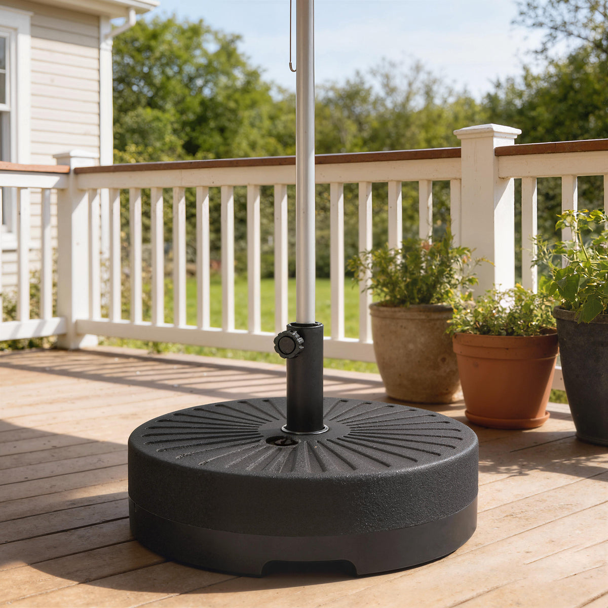 Fillable Umbrella Base, 20 inch Water Sand Filled Umbrella Stand, Fit 1.5"/1.9" Umbrella Pole