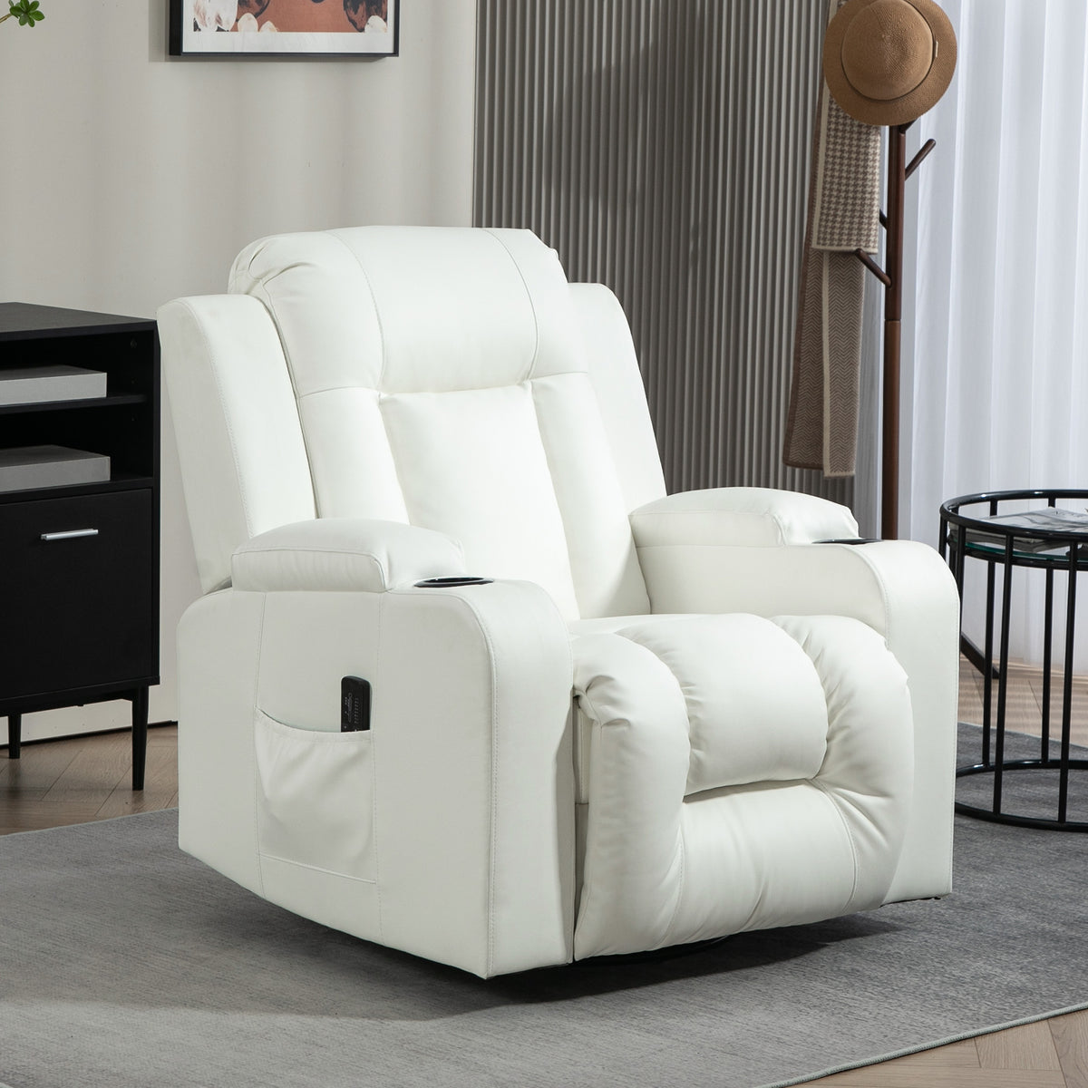 Swivel Massage Recliner Chair Rocker, Overstuffed Manual Reclining Sofa – view 21