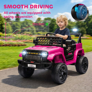 Qaba 12V Ride on Truck, Electric Car for Kids with Remote Control, Suspension, 3 Speeds, USB Music Headlights
