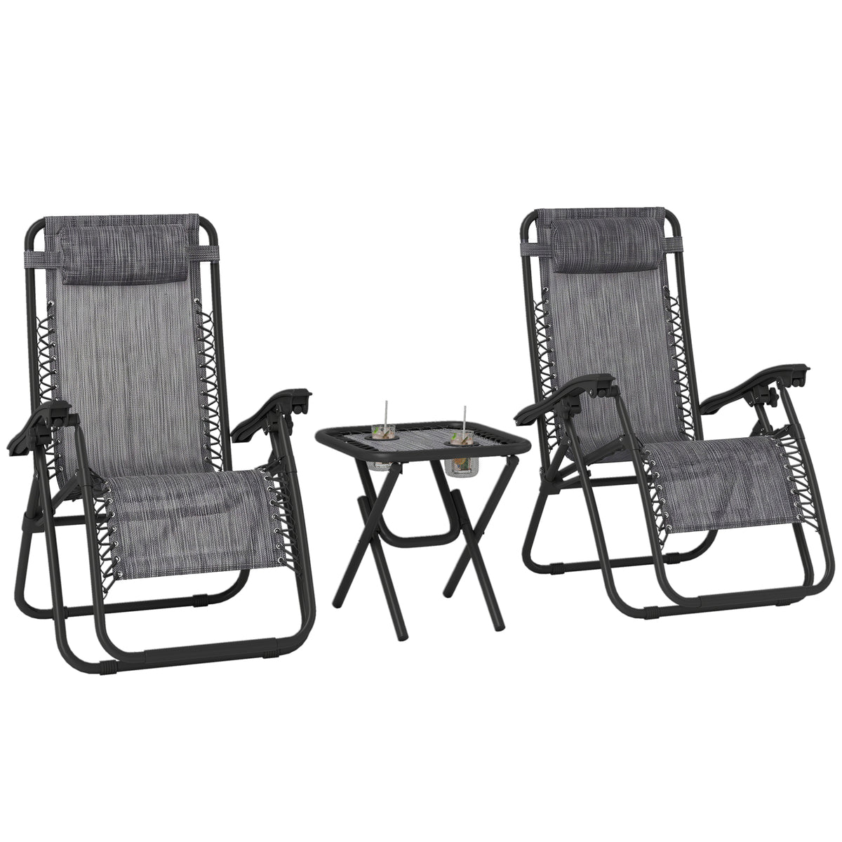 Zero Gravity Chair Set of 2 Patio Chair with Side Table Cupholders and Pillows for Pool, Backyard, Lawn – view 15