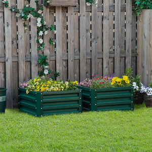 2' x 2' x 1' 2-Pieces Raised Garden Bed with Galvanised Steel Frame for Vegetables, Flowers, Herbs, Green – view 10