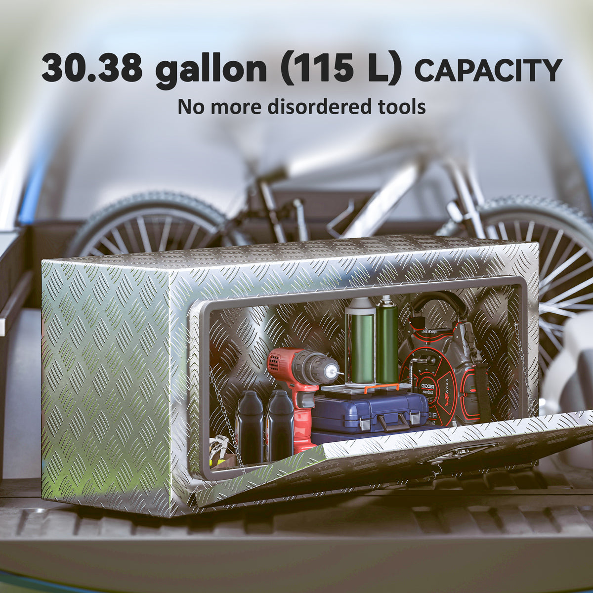 Heavy Duty Aluminum Underbody Truck Tool Box, 36 Inch Wavy Plate Tool Box Chest, Waterproof Storage Toolbox Organizer