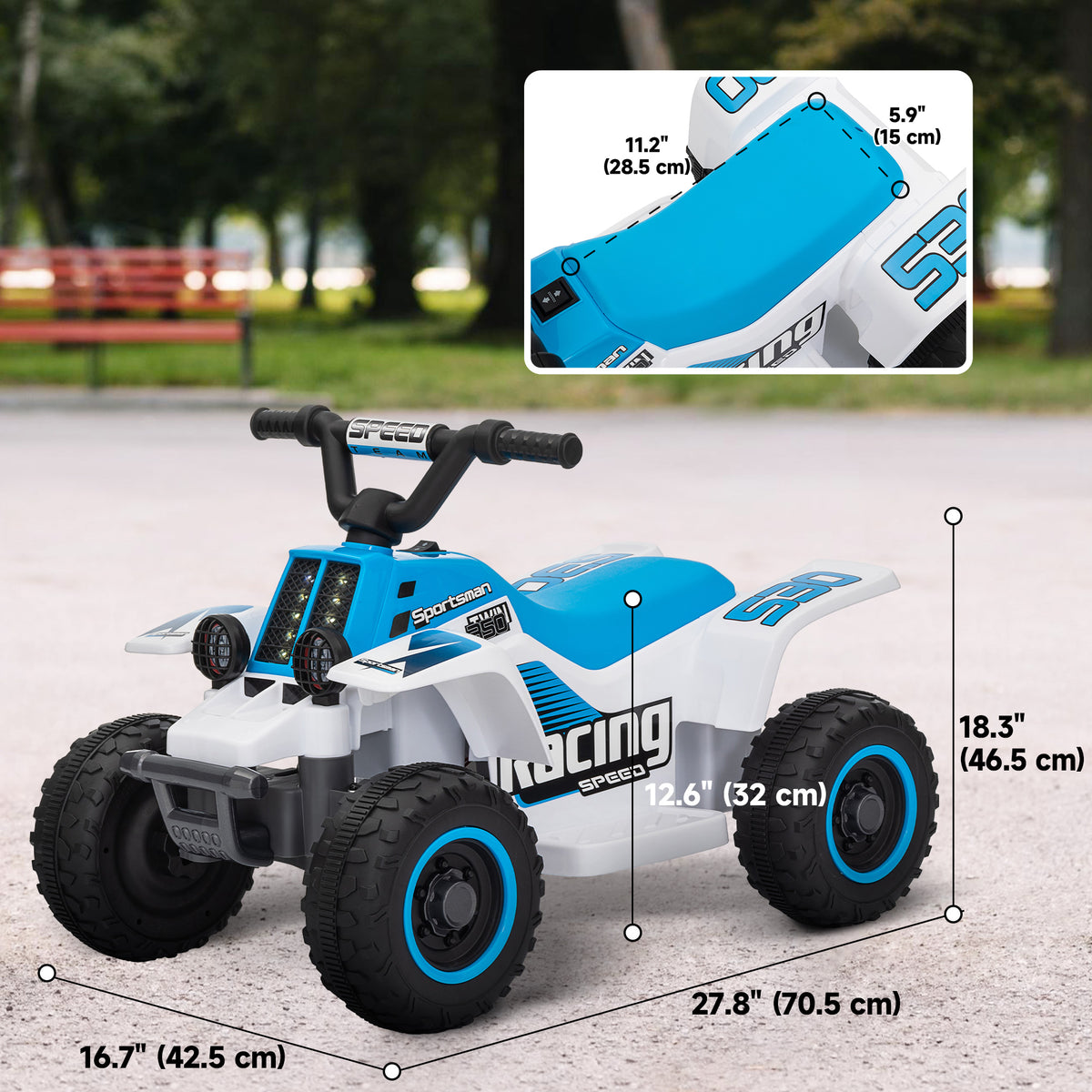 Qaba 6V Kids ATV Quad, 4 Wheeler Battery Powered Electric Ride on Car w/ Lights, Forward Backward