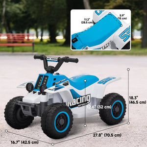 Qaba 6V Kids ATV Quad, 4 Wheeler Battery Powered Electric Ride on Car w/ Lights, Forward Backward