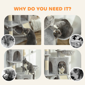 Cat Tree, 70" Multi-Level Cat Tower with 2 Condos, 2 Perches, Hammock, Toy Balls – view 20