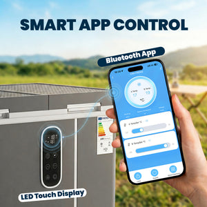 12 Volt Car Refrigerator, Dual Zone 48 QT Car Fridge with App Control, 12/24V DC and 100-240V AC,