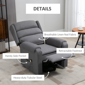 Lift Chair for Elderly, Power Chair Recliner with Footrest, Remote Control, Side Pockets for Living Room, Grey
