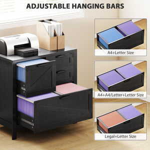 Lateral Filing Cabinet, Farmhouse File Cabinet with 4 Drawers, Fit Letter/A4/Legal Hanging Files – view 4