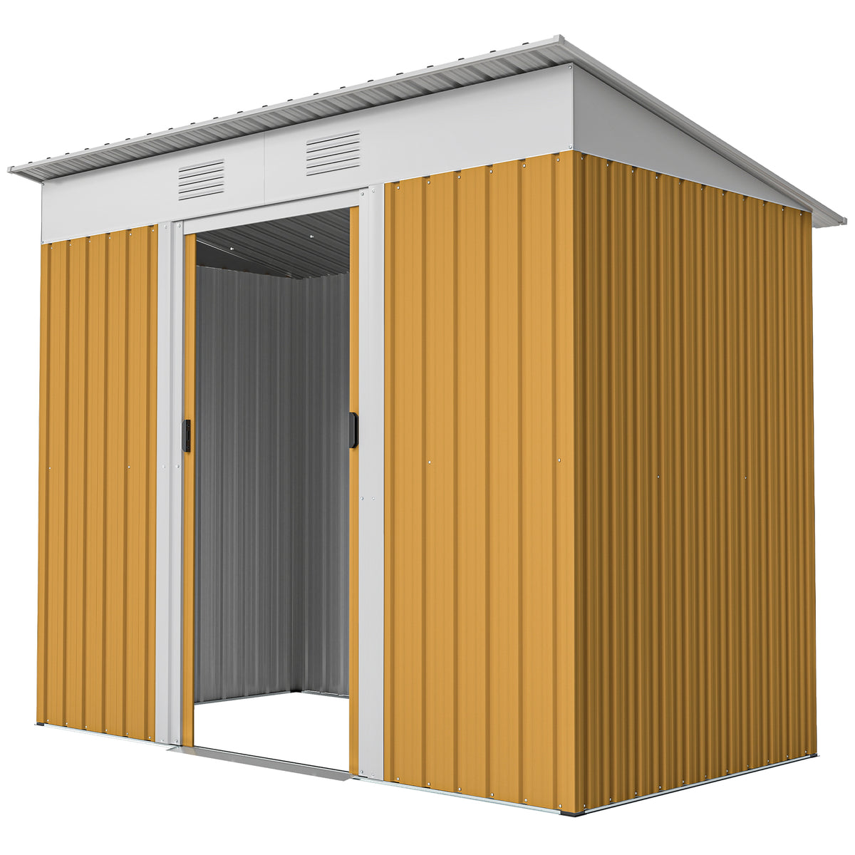 6' x 4' Outdoor Storage Shed, Metal Garden Tool Storage House Organizer with Lockable Sliding Doors and – view 36