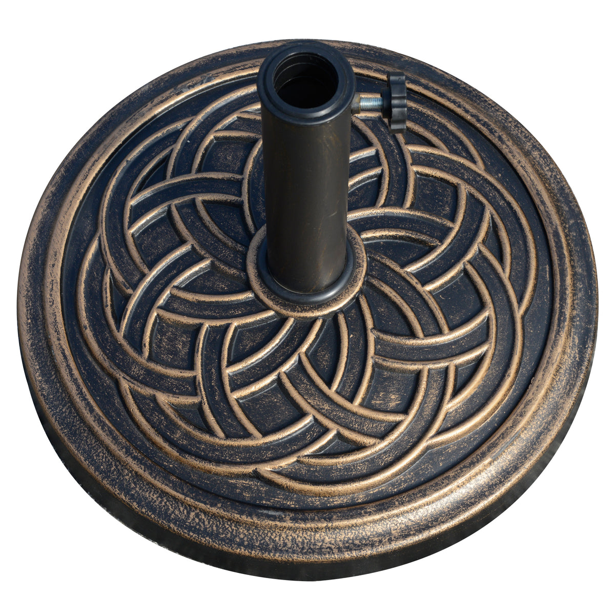 25 lb Heavy Duty Patio Umbrella Base, Round Market Umbrella Stand for Outdoor, Deck, Backyard, Garden, Bronze