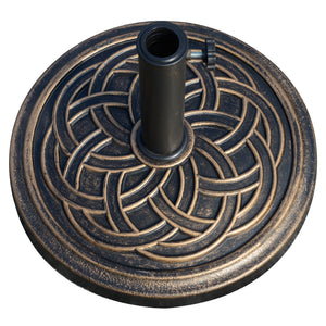 25 lb Heavy Duty Patio Umbrella Base, Round Market Umbrella Stand for Outdoor, Deck, Backyard, Garden, Bronze