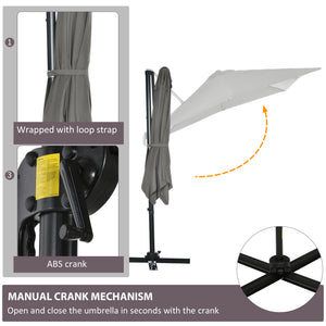 8' x 8' Square Patio Hanging Offset Umbrella with 360° Rotation – view 23