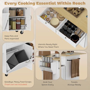 Kitchen Island Cart with Charging Station and Drop Leaf – view 10