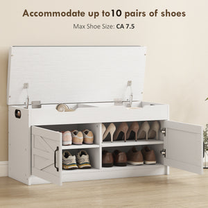 Shoe Storage Bench, Entryway Bench with 2-Tier Cabinet, Flip-Top Storage, Padded Cushion for Hallway – view 10