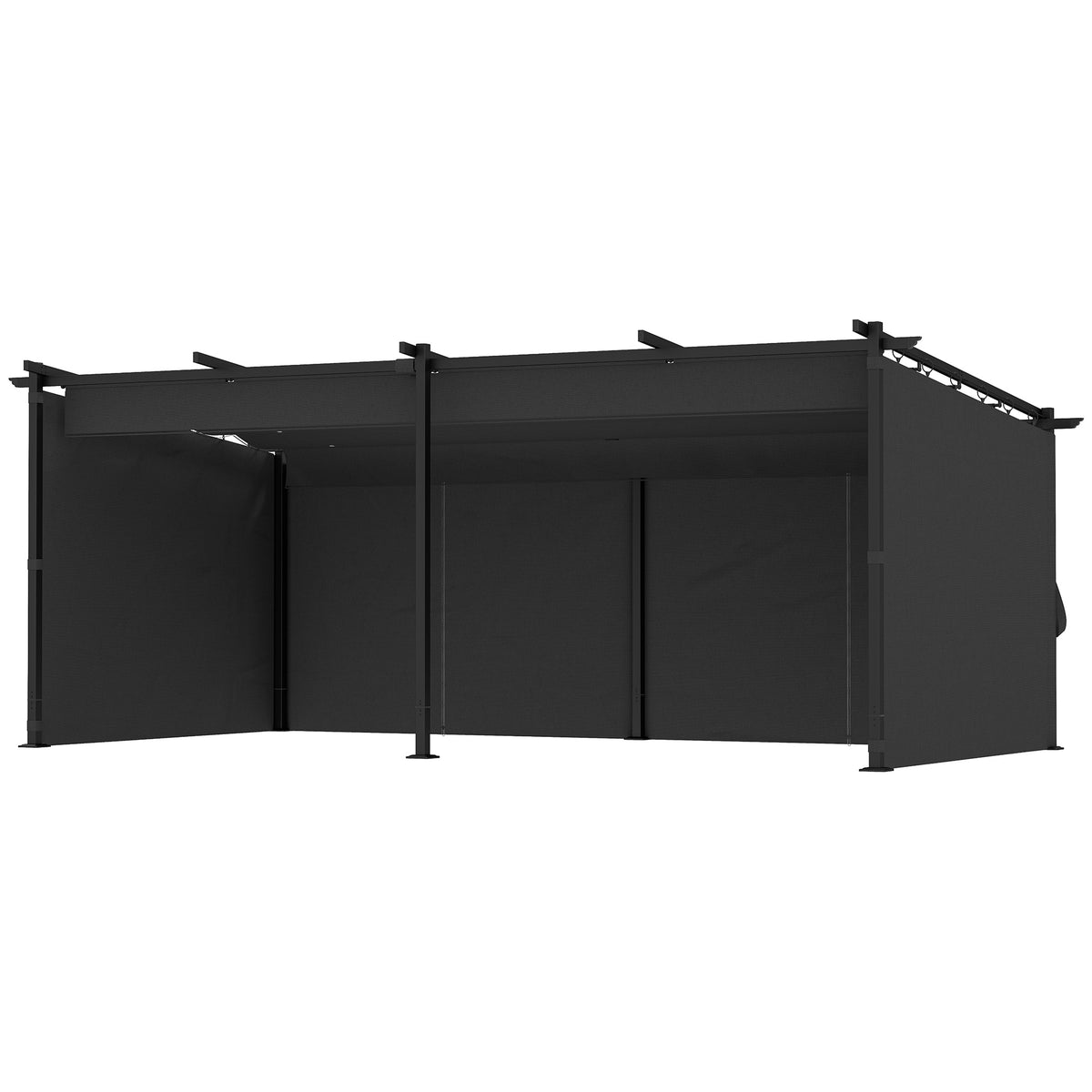 8' x 8.5' Metal Retractable Pergola Canopy with Sidewalls, Outdoor Gazebo UPF30+ Sun Shade Shelter for Garden, Deck