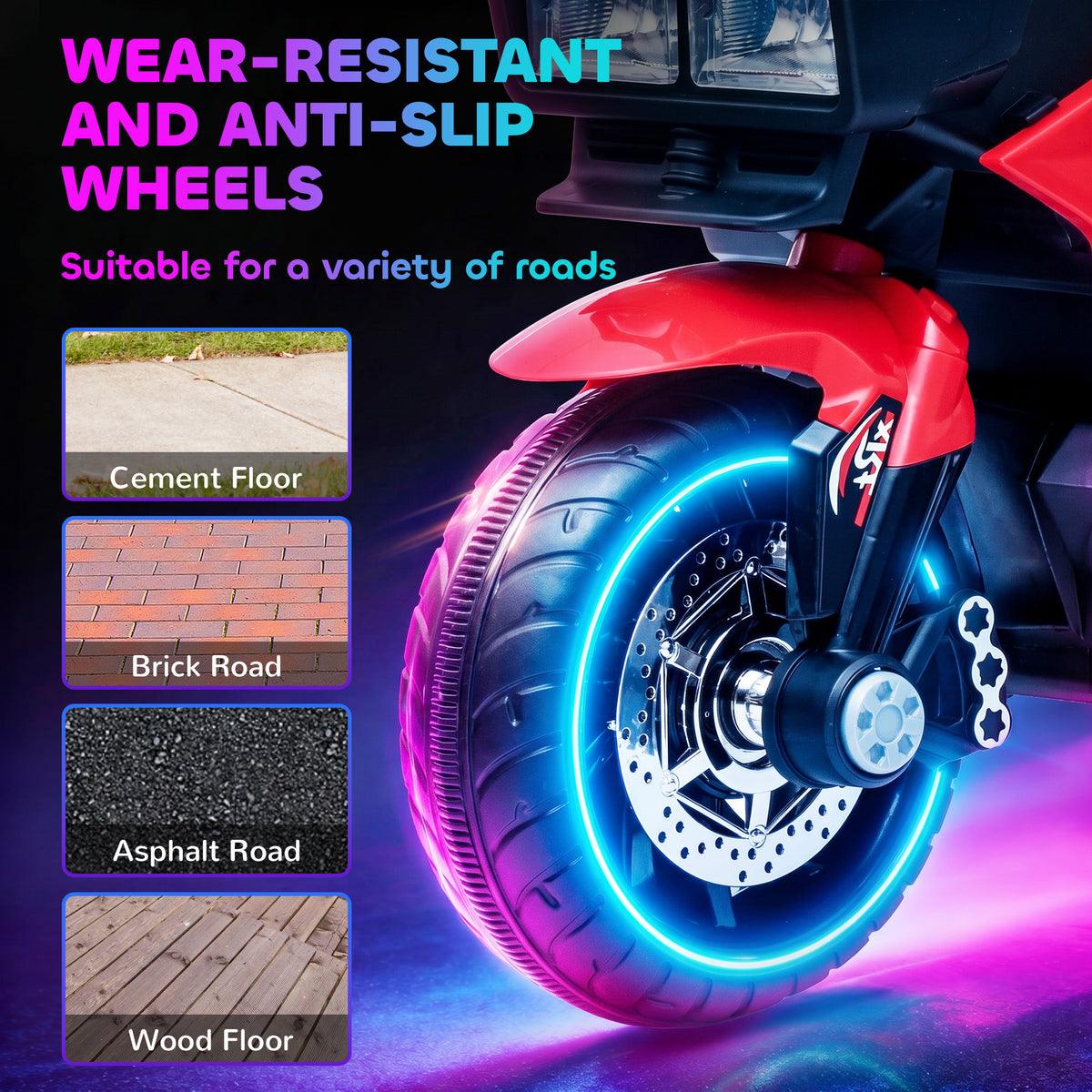 Aosom Kids Electric Pedal Motorcycle Ride-On Toy 6V Battery Powered w/ Music Horn Headlights Motorbike for Girls Boy