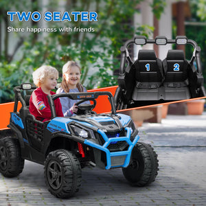 Qaba 2 Seater 24V Electric Car for Kids w/ Remote Control, 3 Speed, LED Lights, Music, Horn, Spring Suspension