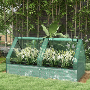 6' x 3' Metal Planter Box with Cover, Raised Garden Bed with Mini Greenhouse for Herbs, Vegetables, Green and Dark Grey