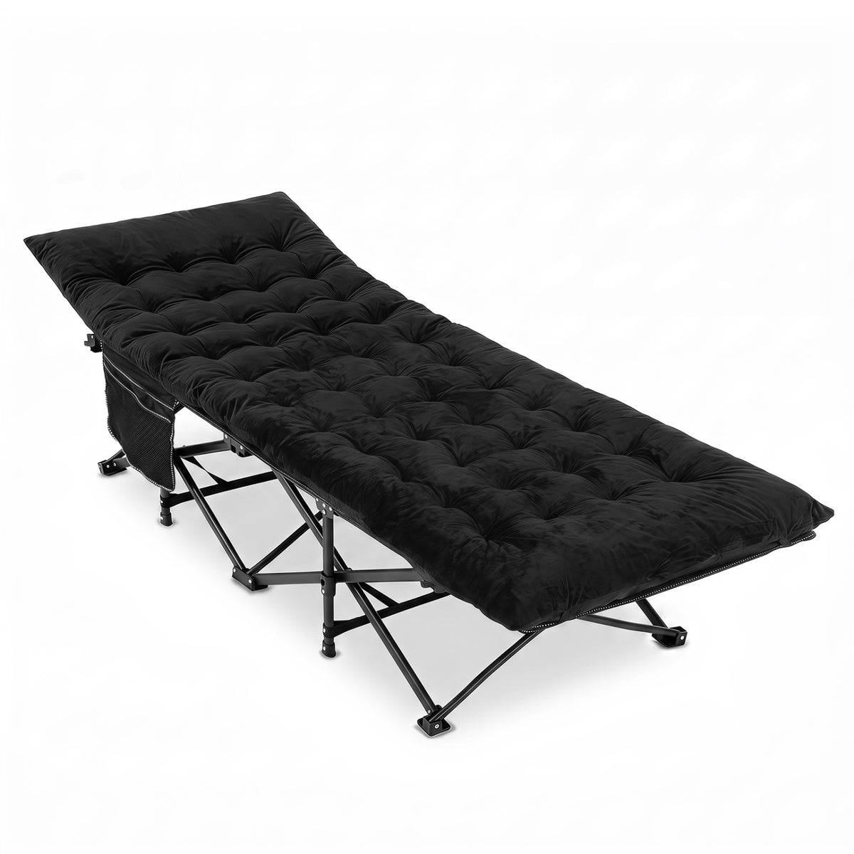 Camping Cot for Adults with Soft Padded Mat and Carrying Bag-Black view 4