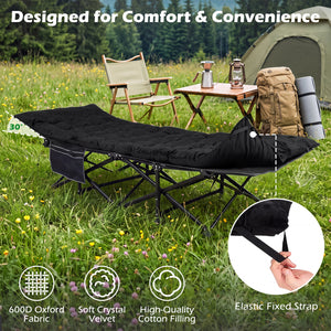 Camping Cot for Adults with Soft Padded Mat and Carrying Bag-Black view 8