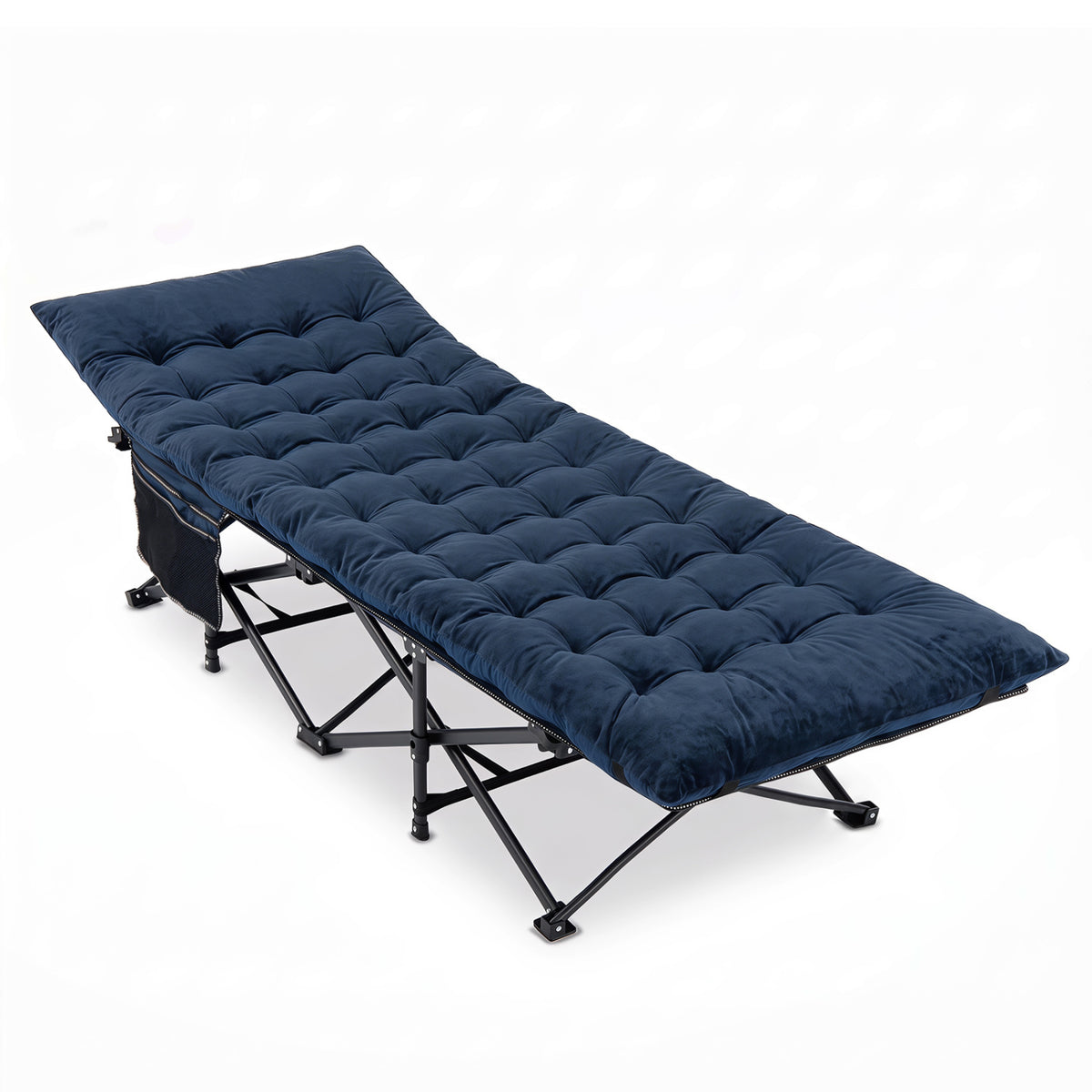 Camping Cot for Adults with Soft Padded Mat and Carrying Bag-Navy view 4