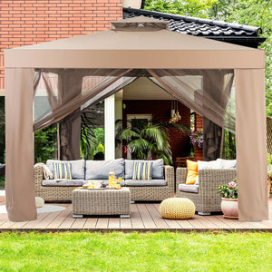 Canopy and Garden Structures Gazebo with Netting for Outdoors-Brown view 2