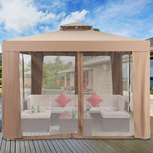 Canopy and Garden Structures Gazebo with Netting for Outdoors-Brown view 3