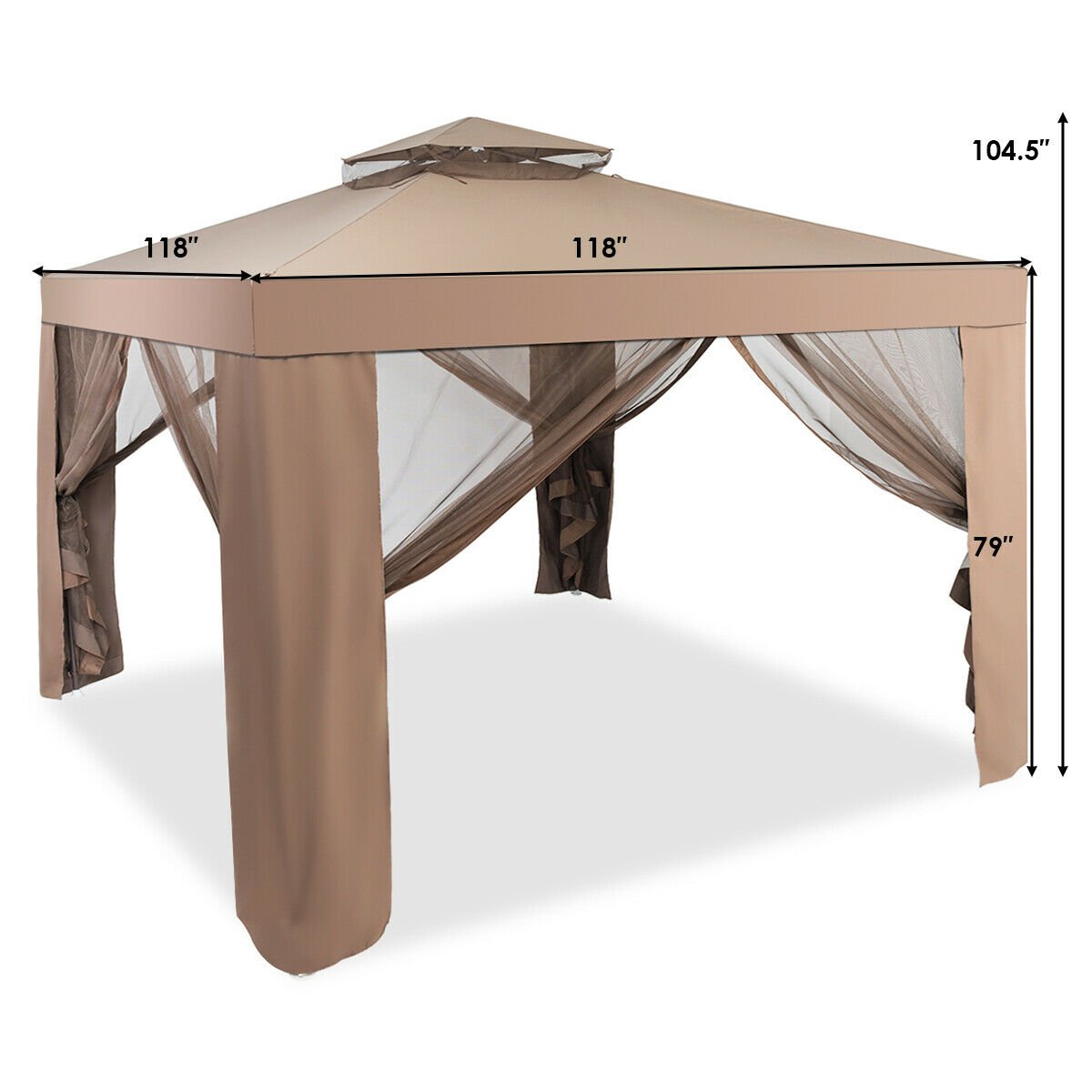 Canopy and Garden Structures Gazebo with Netting for Outdoors-Brown view 5