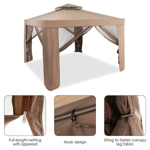 Canopy and Garden Structures Gazebo with Netting for Outdoors-Brown view 7