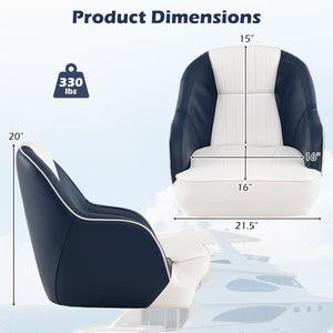 Captain Bucket Seat Pontoon Boat Chair with PVC Leather and Armrests-Blue view 4