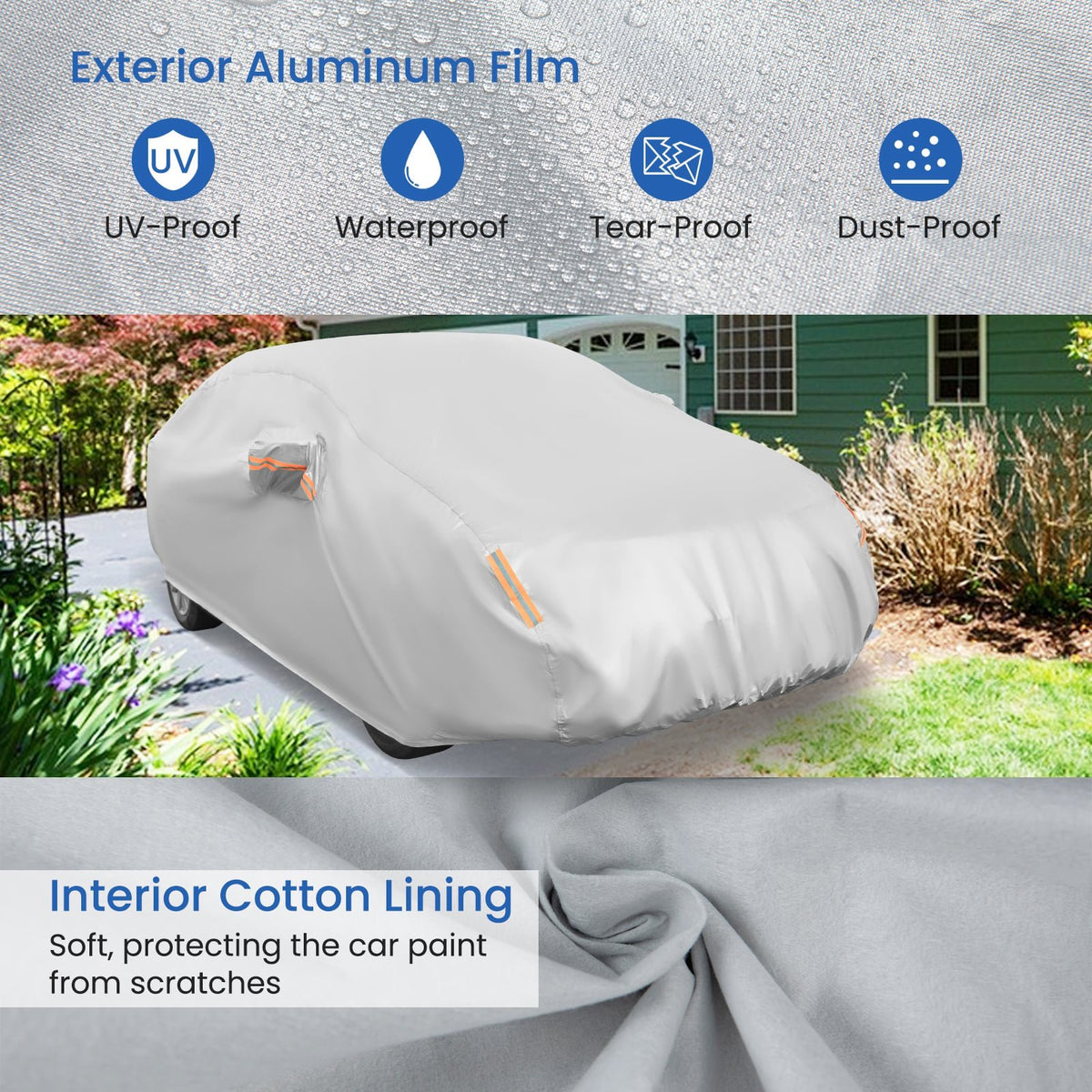 Car Cover for Automobiles 185 Inch Rain Sun UV Protection Universal Fit Sedan Toyota Corolla view 8