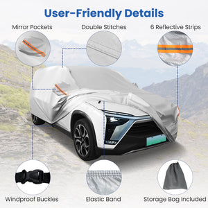 Car Cover for Automobiles 190 Inch Rain Sun UV Protection Universal Fit SUV Chevrolet Hyundai Kia Mazda view 9