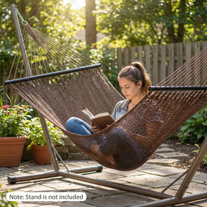 Caribbean Hammock with Spreader Bar for Patio Poolside-Brown view 5