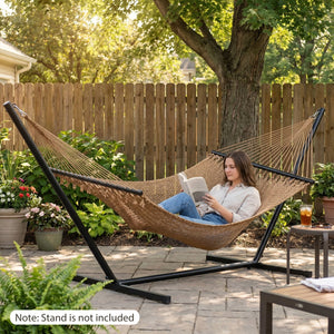 Caribbean Hammock with Spreader Bar for Patio Poolside-Khaki view 3