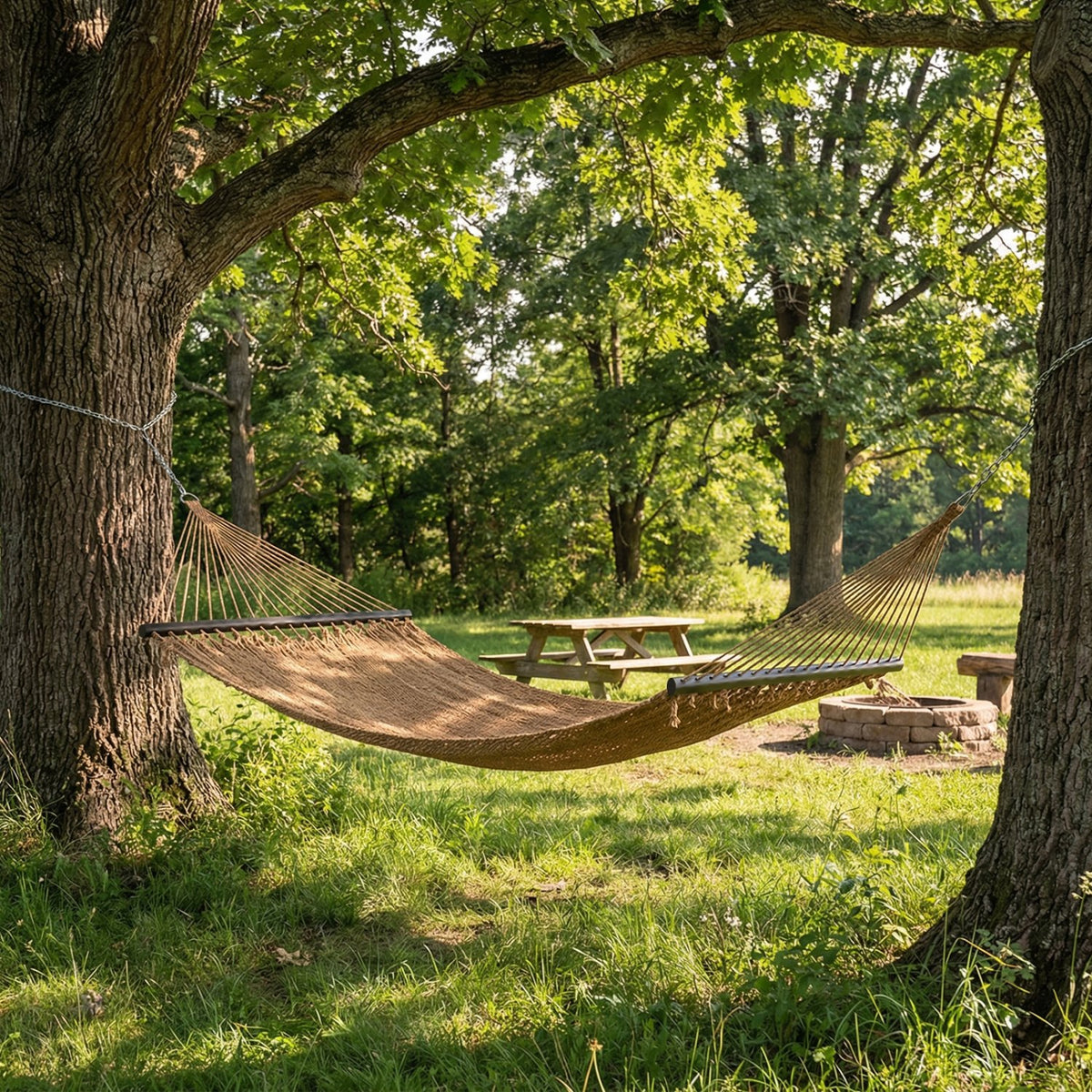 Caribbean Hammock with Spreader Bar for Patio Poolside-Khaki view 6