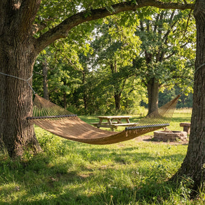 Caribbean Hammock with Spreader Bar for Patio Poolside-Khaki view 6