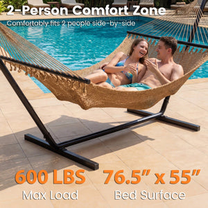 Caribbean Hammock with Spreader Bar for Patio Poolside-Khaki view 8