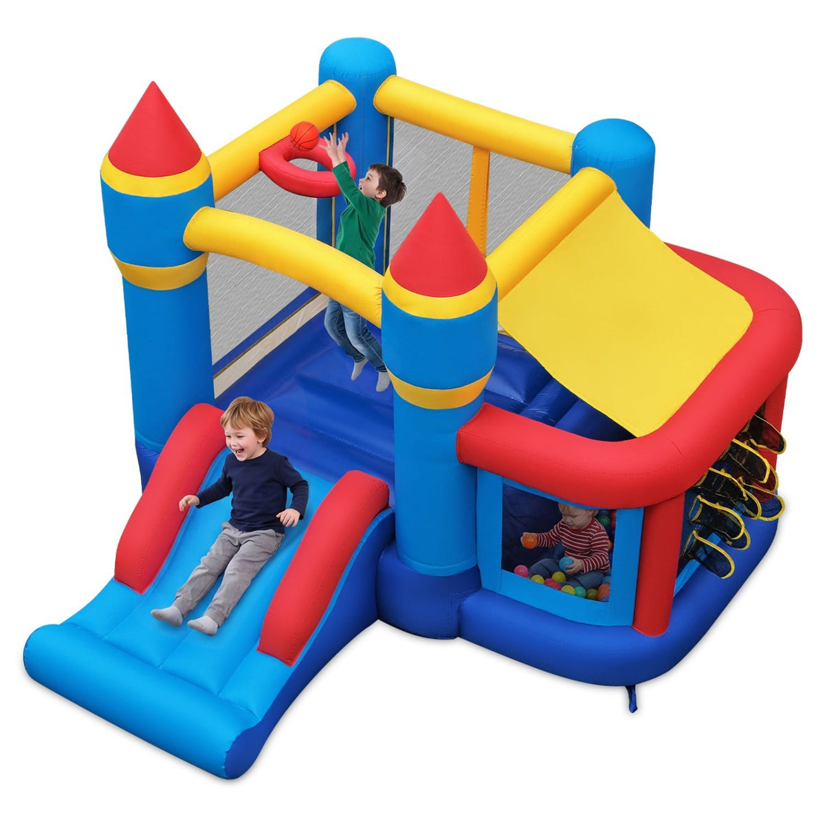 Inflatable Bounce House with Slide Ball Pit & Pitching Game for Birthday Party Carnival view 3