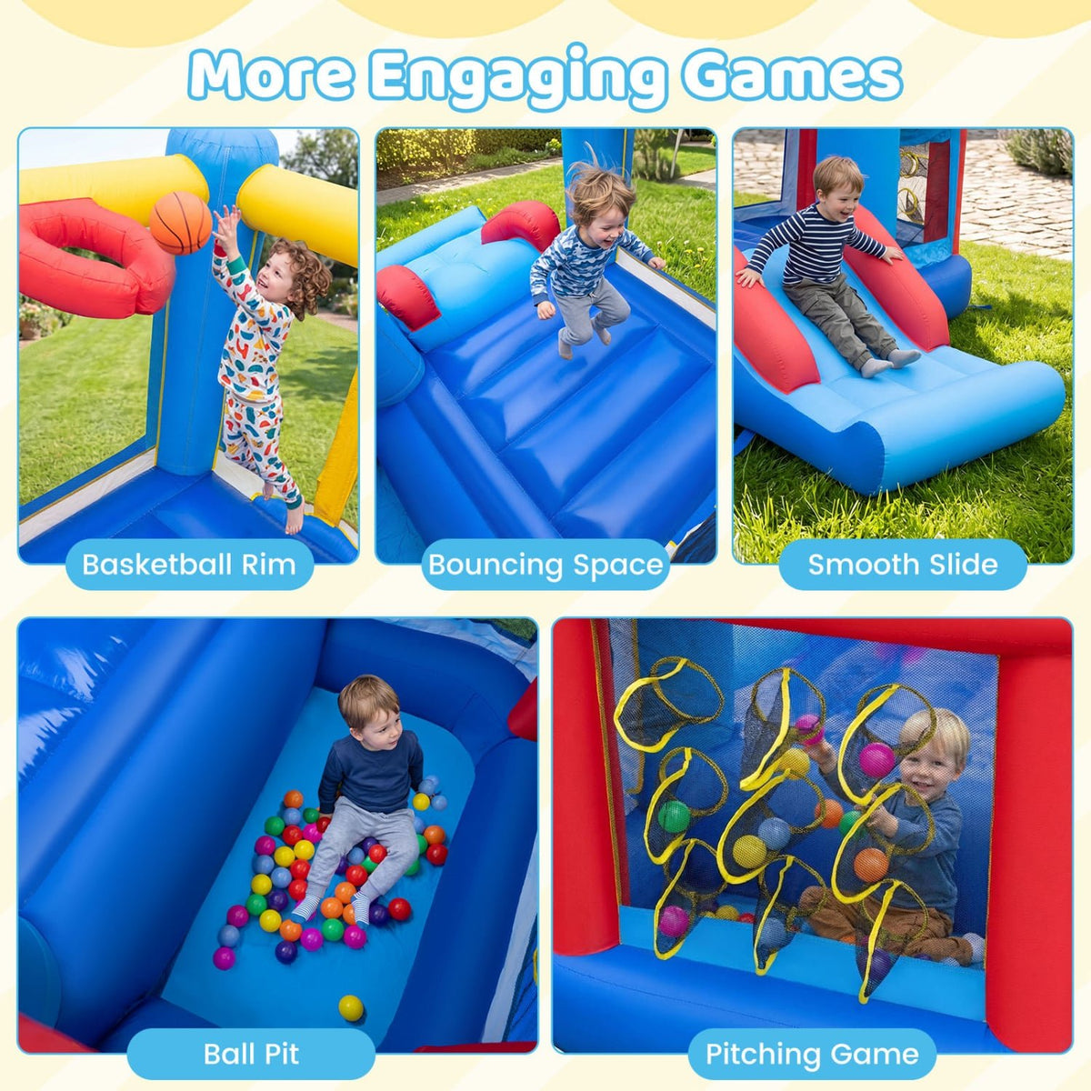 Inflatable Bounce House with Slide Ball Pit & Pitching Game for Birthday Party Carnival view 6