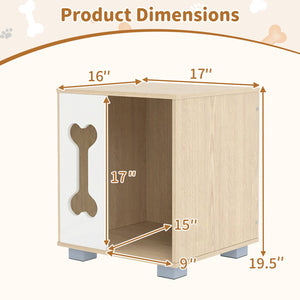 Cat Bed Side Table Wooden Cat Condo with Bone-shape Window and Thick Metal Legs-Natural view 5
