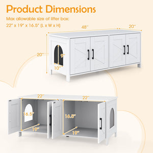 Cat Litter Box Enclosure for 2 Cats Modern Kitty Litter Box Furniture Hidden-White view 4