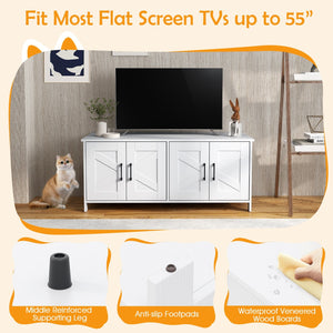 Cat Litter Box Enclosure for 2 Cats Modern Kitty Litter Box Furniture Hidden-White view 8