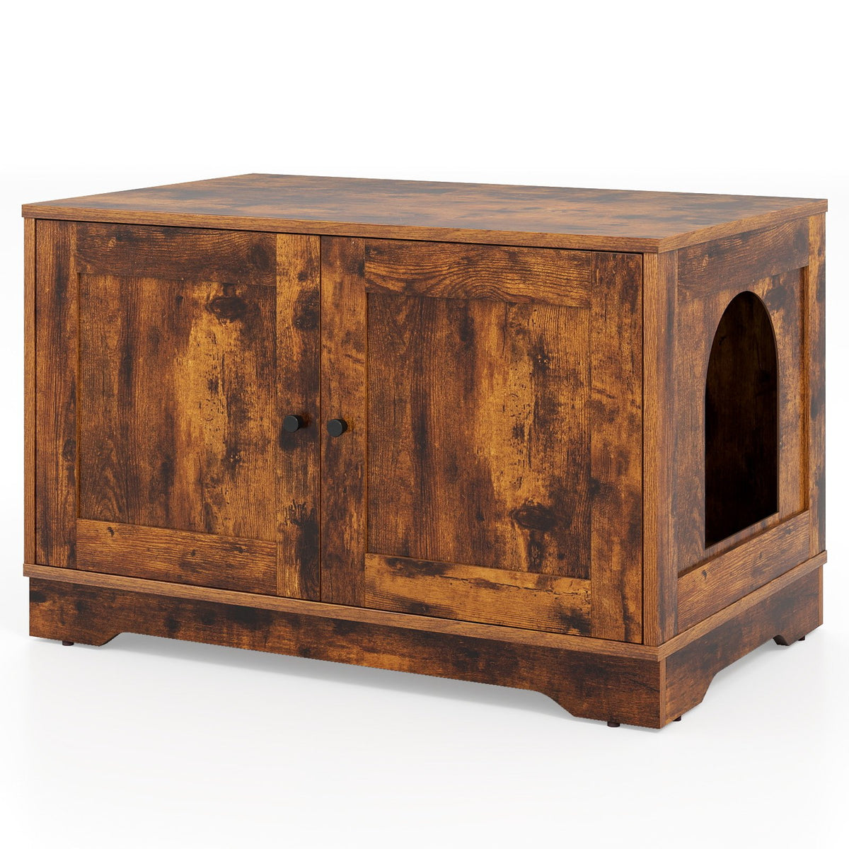 Cat Litter Box Enclosure Furniture Indoor Wooden Cat House End Side Table Nightstand-Brown view 9