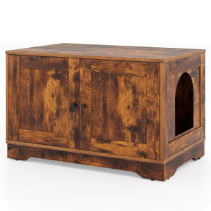Cat Litter Box Enclosure Furniture Indoor Wooden Cat House End Side Table Nightstand-Brown view 9