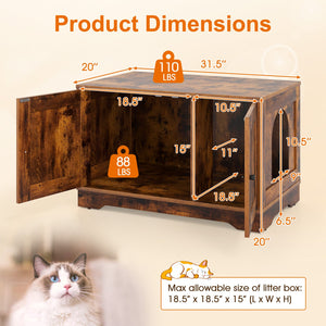 Cat Litter Box Enclosure Furniture Indoor Wooden Cat House End Side Table Nightstand-Grey view 5
