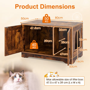 Cat Litter Box Enclosure Furniture Indoor Wooden Cat House End Side Table Nightstand-Grey view 7